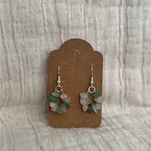Elegant Green and Pink Cluster Earrings